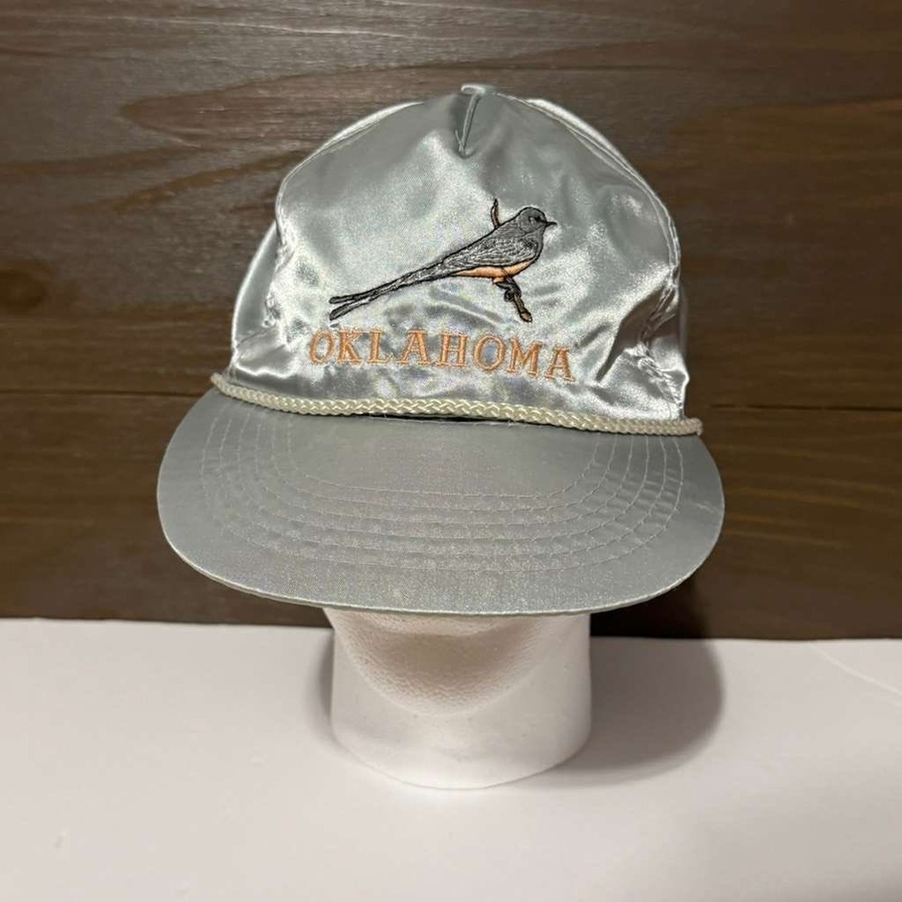Vintage Oklahoma State Bird Hat Scissor-Tailed Flycatcher Silver Satin Snapback